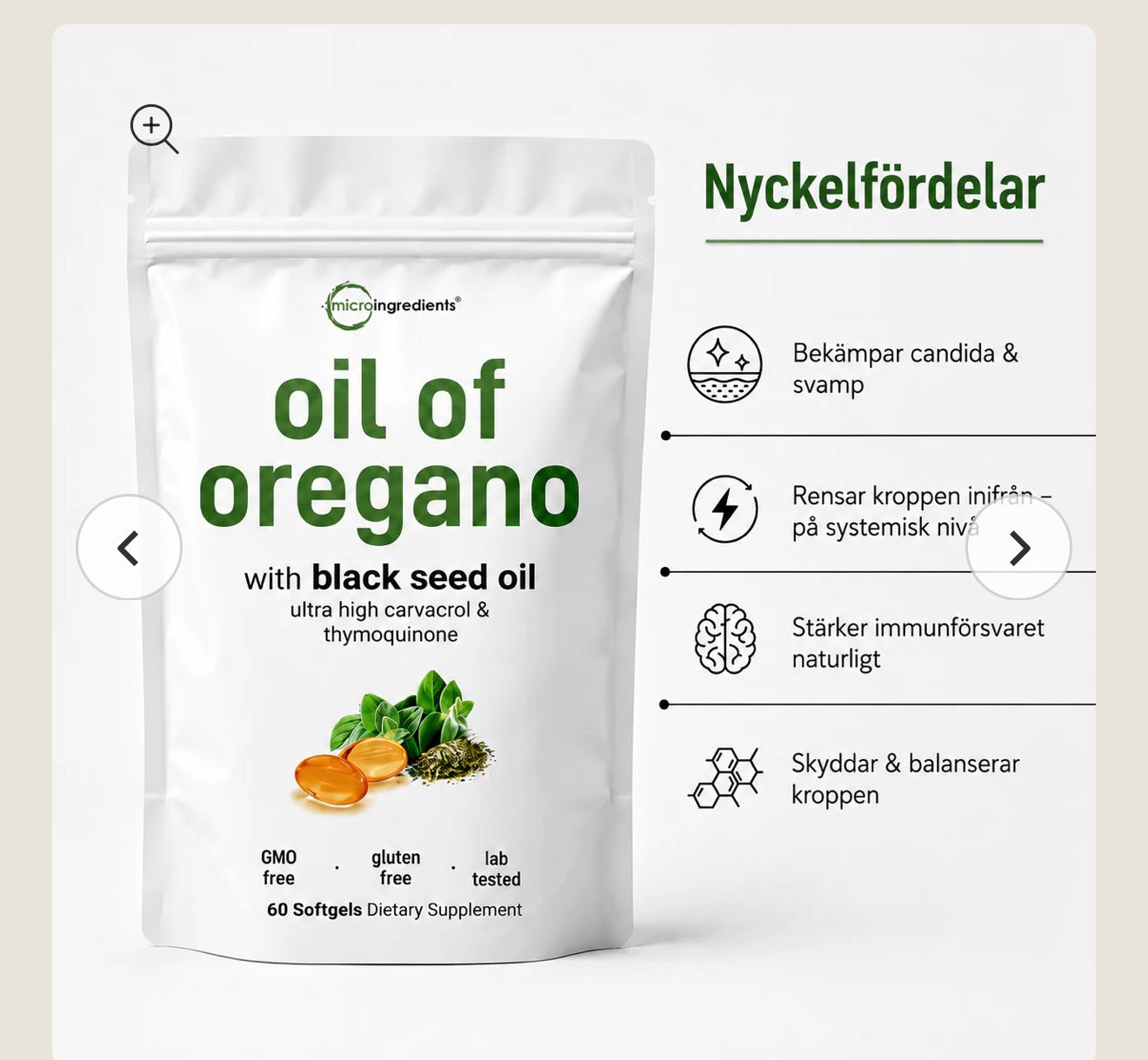 Oreganoolja med Svartkumminolja