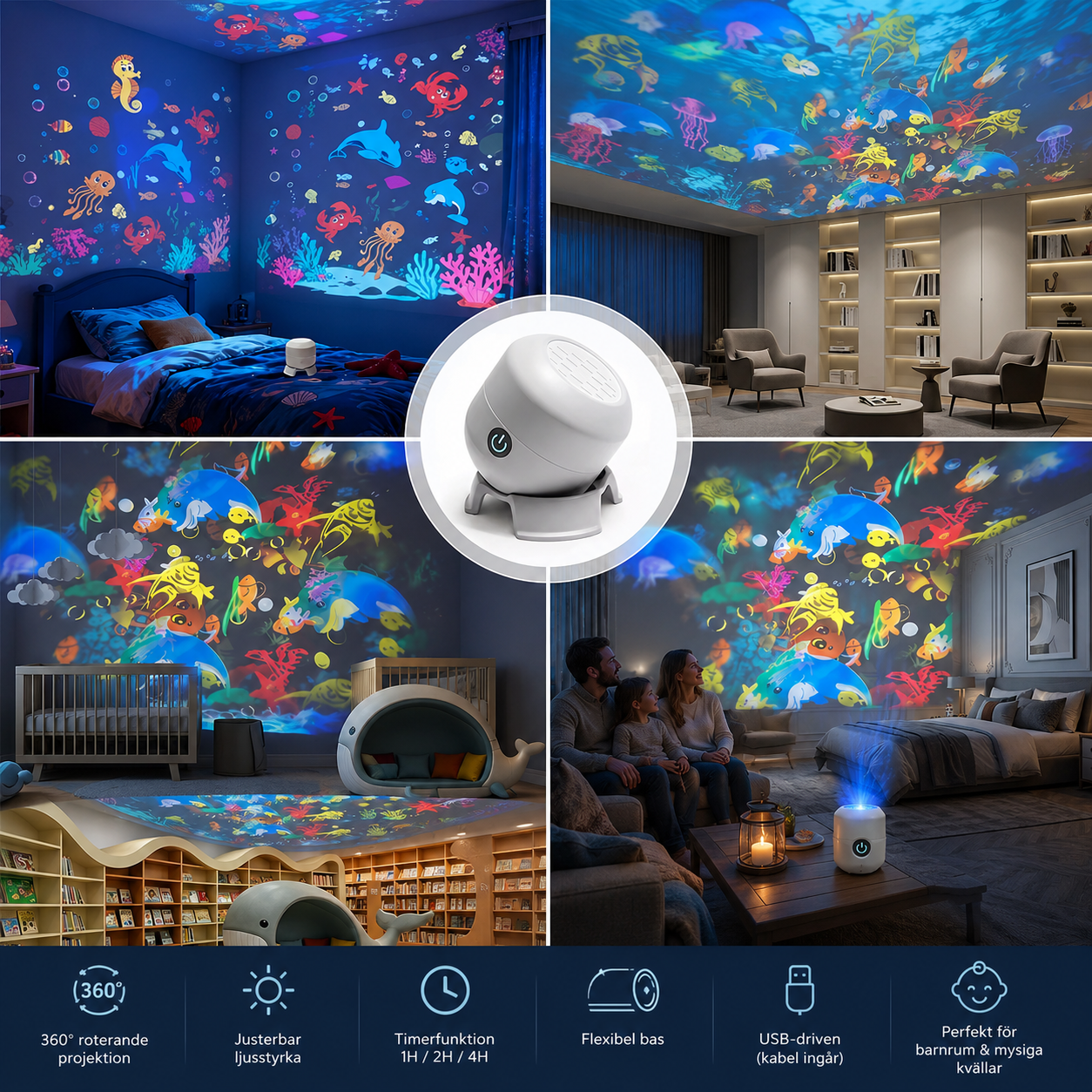Magisk Havsblå Projektorlampa